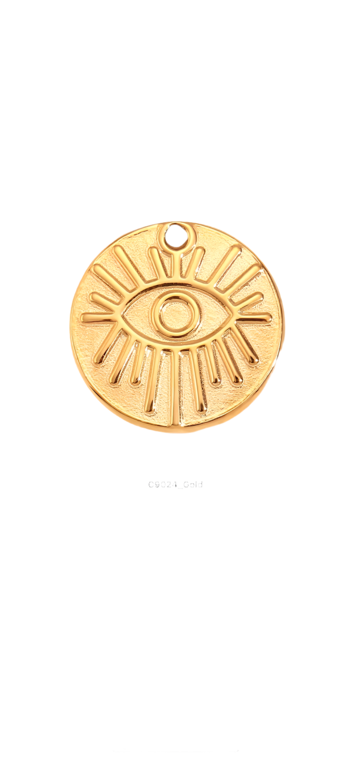 Gold evil eye coin