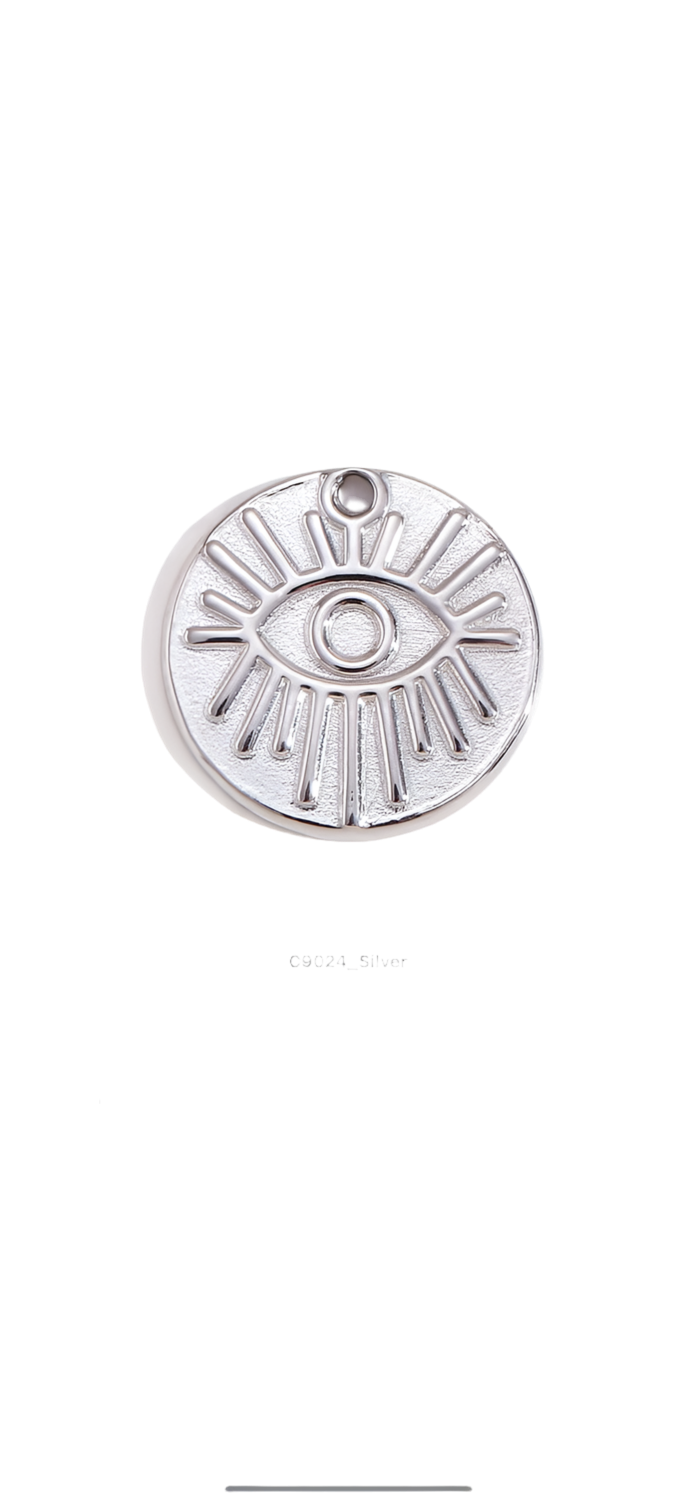 Silver evil eye coin