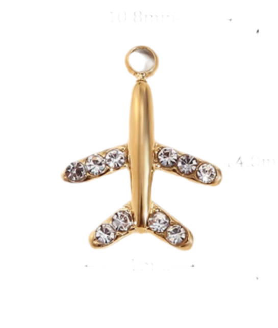 Gold rhinestone airplane