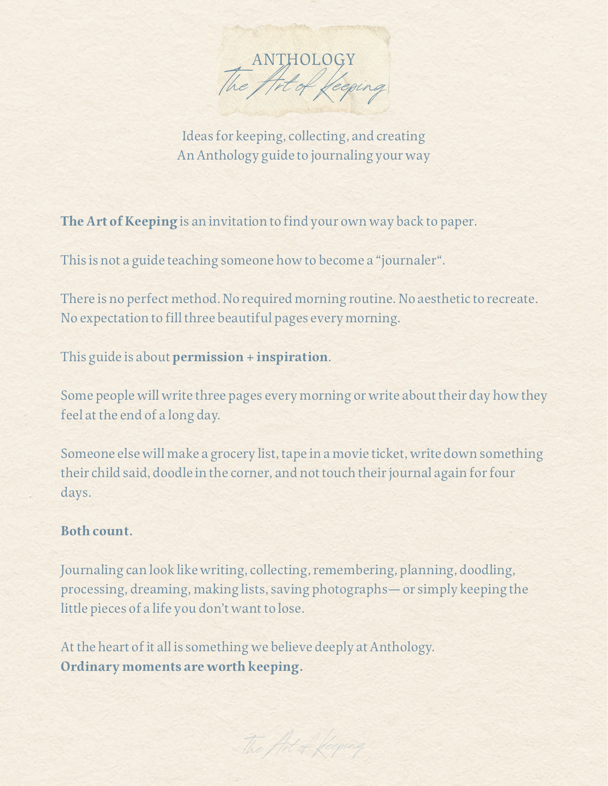 The Art of Keeping : digital guide
