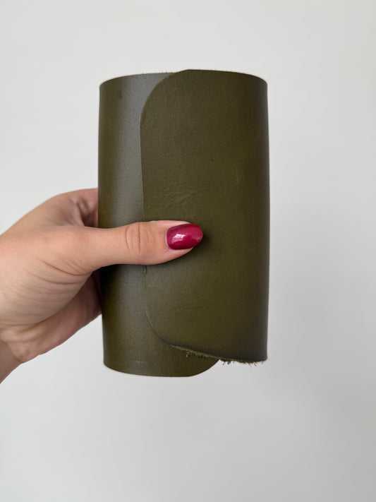 Studio Seconds Pocket Size Olive Green (Veg Tan) - raw edge