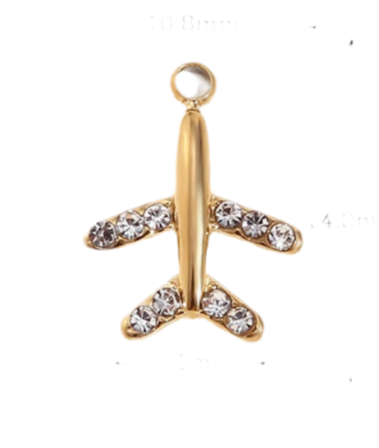 Gold rhinestone airplane