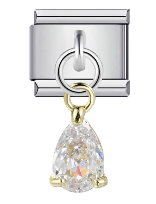 Dangle clear teardrop