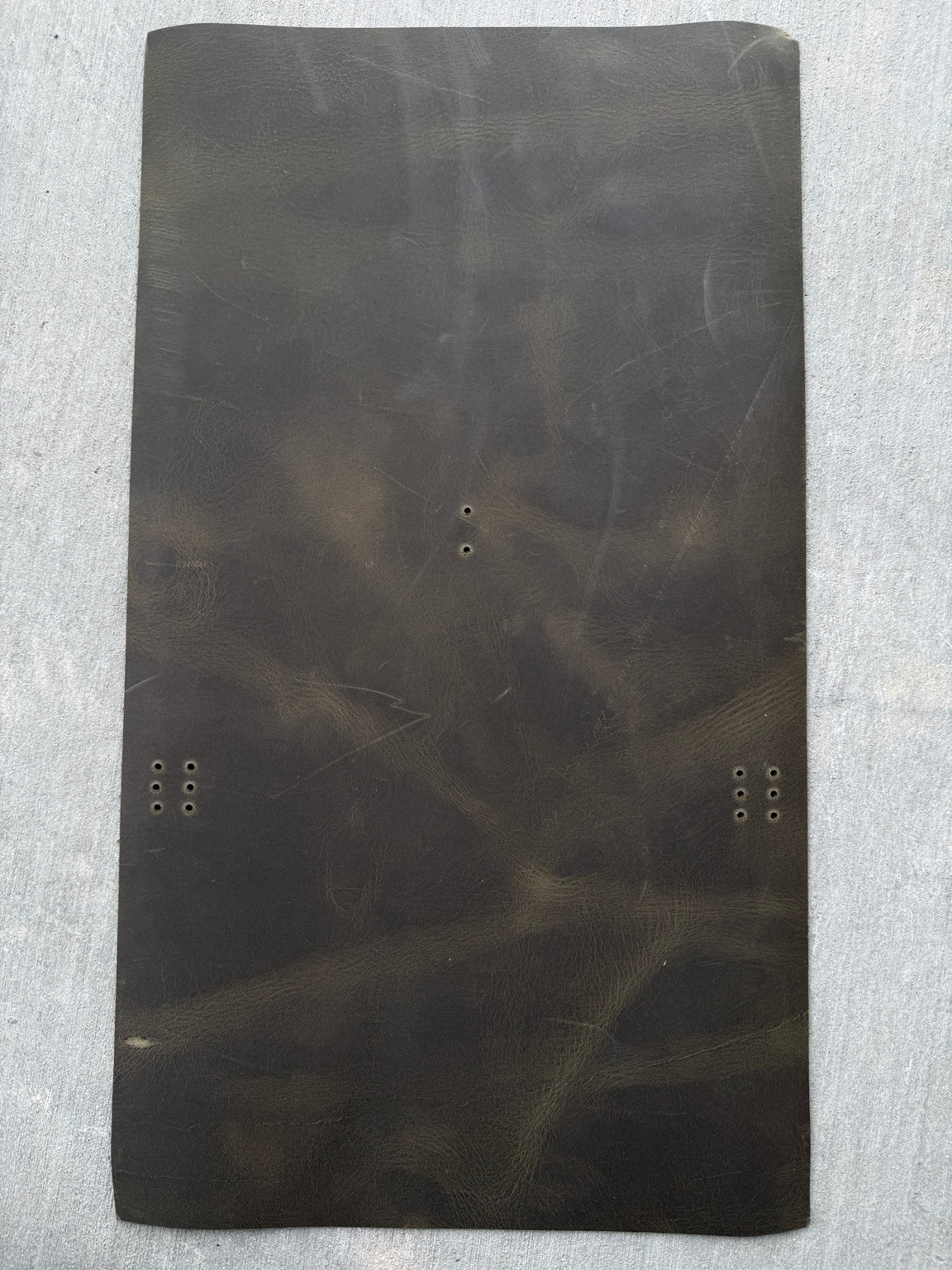 A5 olive green Studio Seconds journal with scratches on the leather